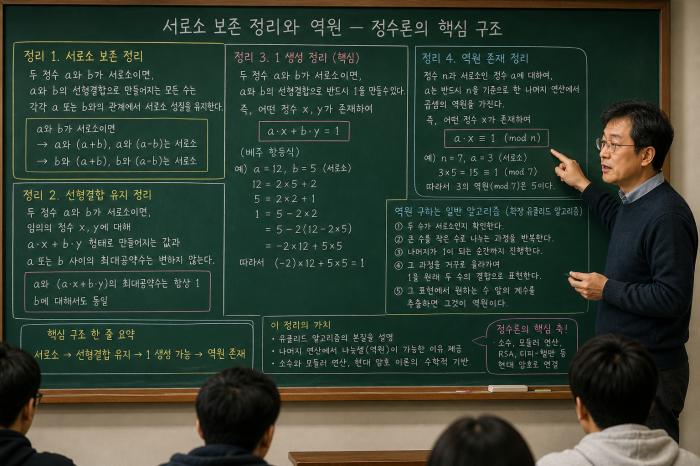 두 수가 서로소이면 두 수의 차나 합도 각 두수와 서로소가 된다-소수들은 모두 가각 서로소이다 챗GPT, 정수론 핵심을 하나로 설명