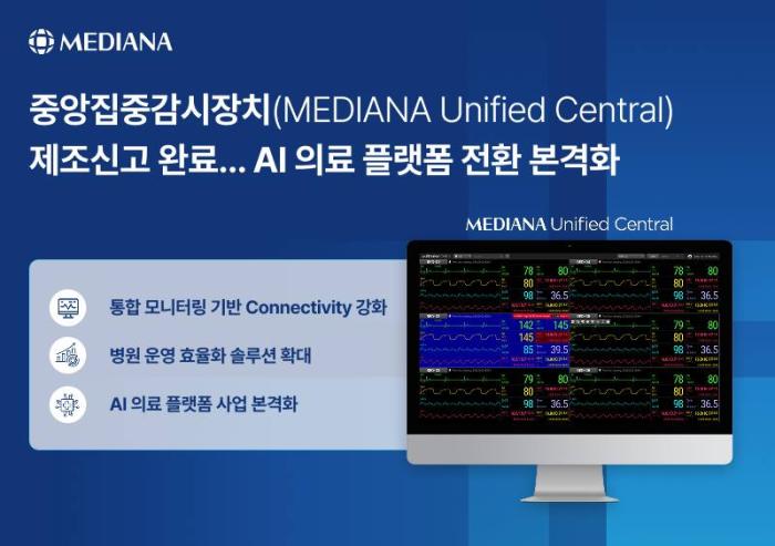 메디아나, ‘Unified Central’ 식약처 제조신고 완료… AI 의료 데이터 플랫폼 사업 추진 가속