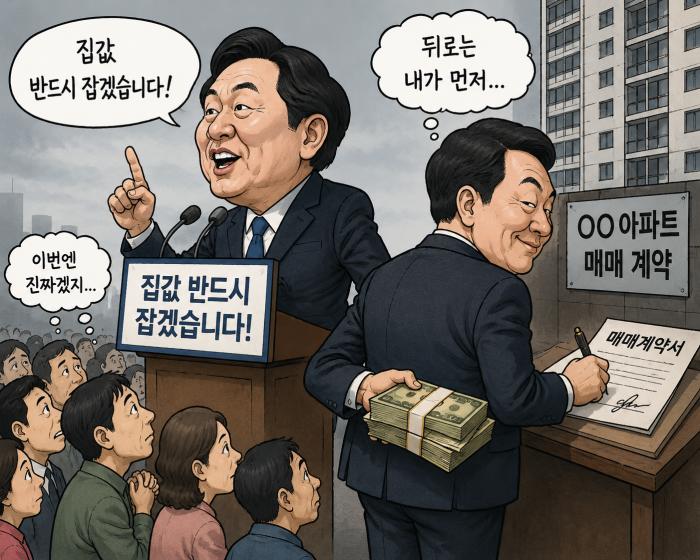 사이비 진보는 틀렸다. 집값 잡는다는 고위층, 뒤로 돌아서 집 사는 꼴 언제까지보아야 하나