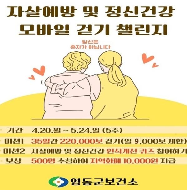 충북 영동군보건소, ‘자살예방·정신건강 인식개선 모바일 걷기 챌린지’ 운영