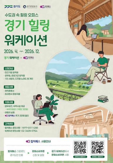경기도, 웰니스·워케이션과 경기컬처패스 연계 할인 행사 추진. 최대 8만원 혜택