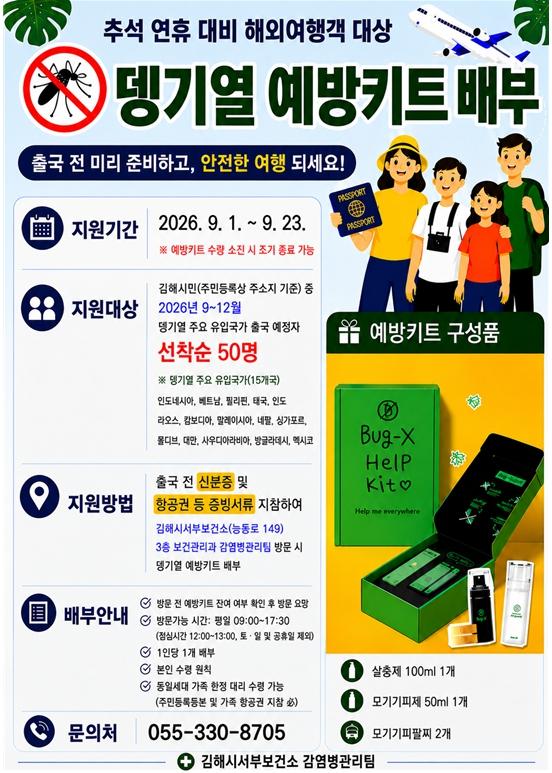 김해시, 추석연휴 해외여행객 뎅기열 예방키트 배부