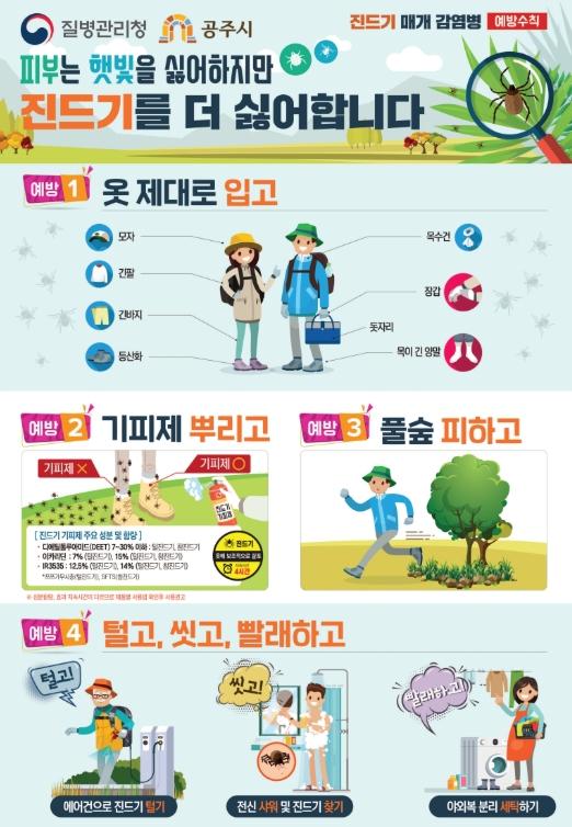 공주시, 야외 활동 시 ‘진드기 매개 감염병’ 주의하세요!
