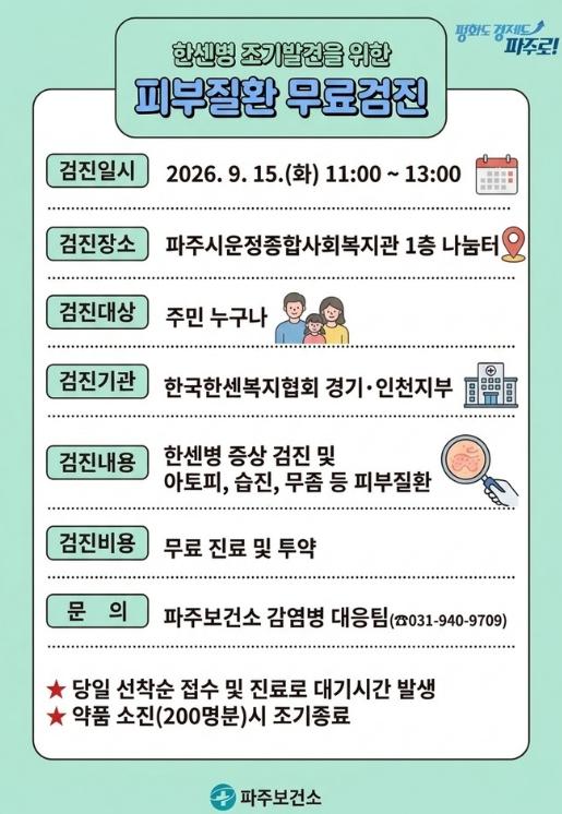 파주보건소, 운정종합사회복지관서 어르신 중심 피부질환 무료 검진