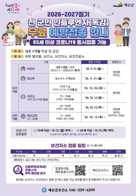 예산군, 전 군민 무료 인플루엔자 예방접종 실시