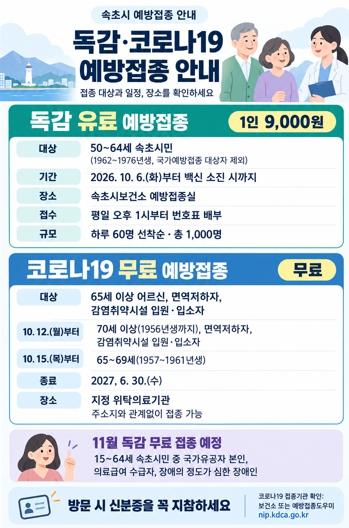 속초시, 겨울철 감염병 대비 독감·코로나19 예방접종 추진