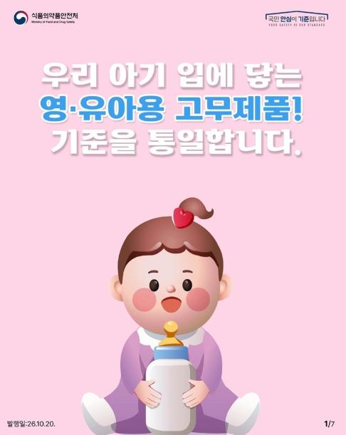 식품의약품안전처, 우리 아기 입에 닿는 영·유아용 고무제품! 기준을 통일합니다